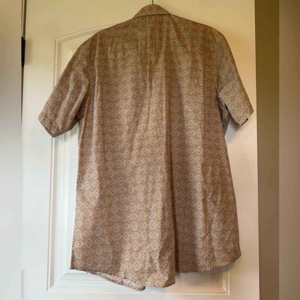 Wrangler Western Shirt Mens XL Tall Short Sleeve Geometric Print Snap Button - Picture 3 of 4